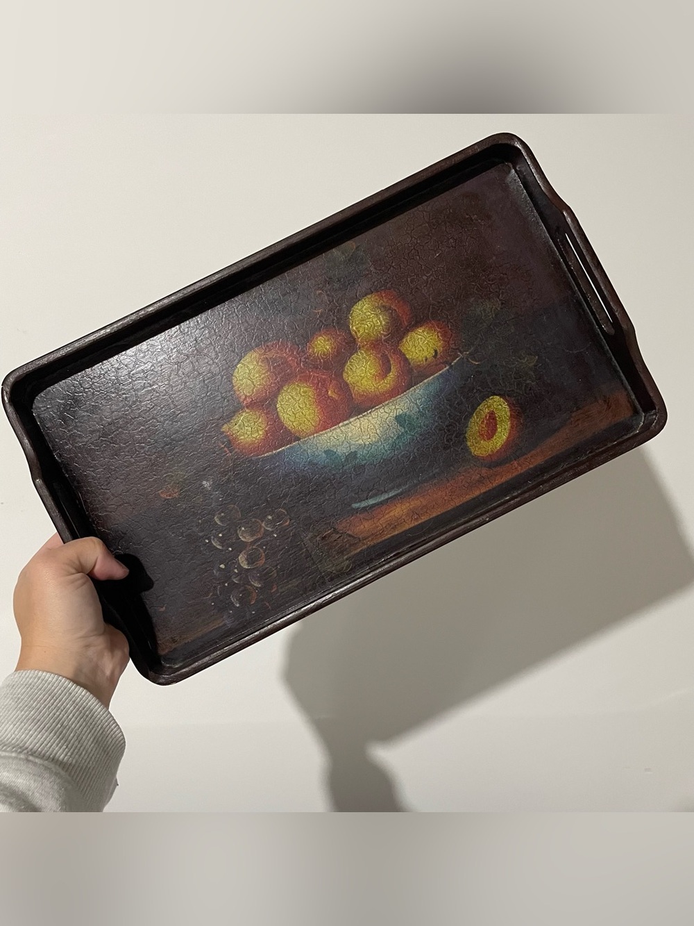 Vintage Fruit Still Life Serving Tray - Brown